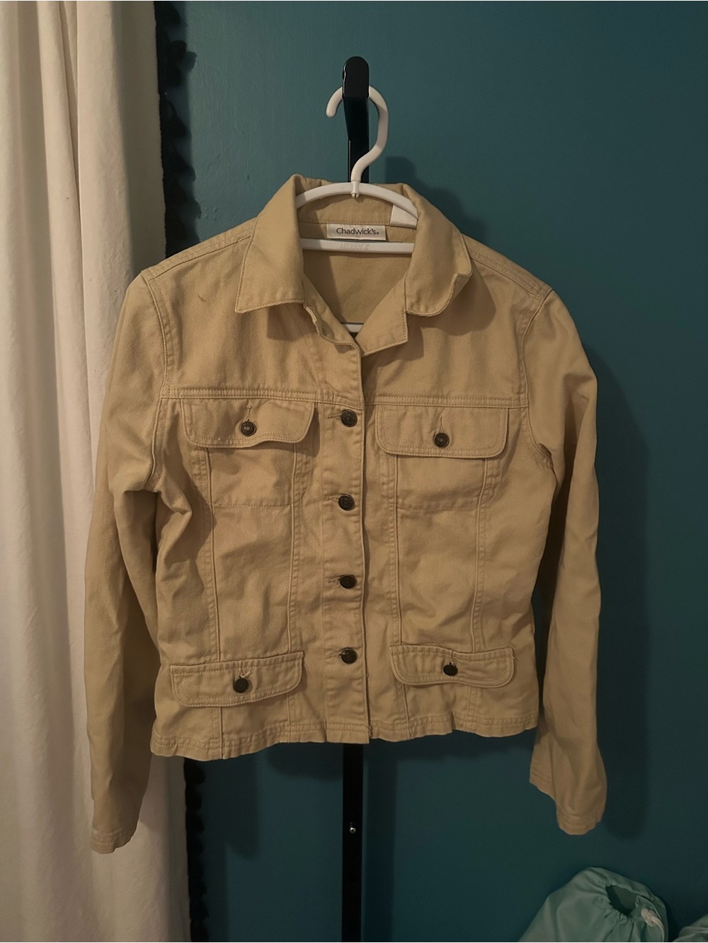 Chadwicks Light Beige Cotton Utility Jean Jacket